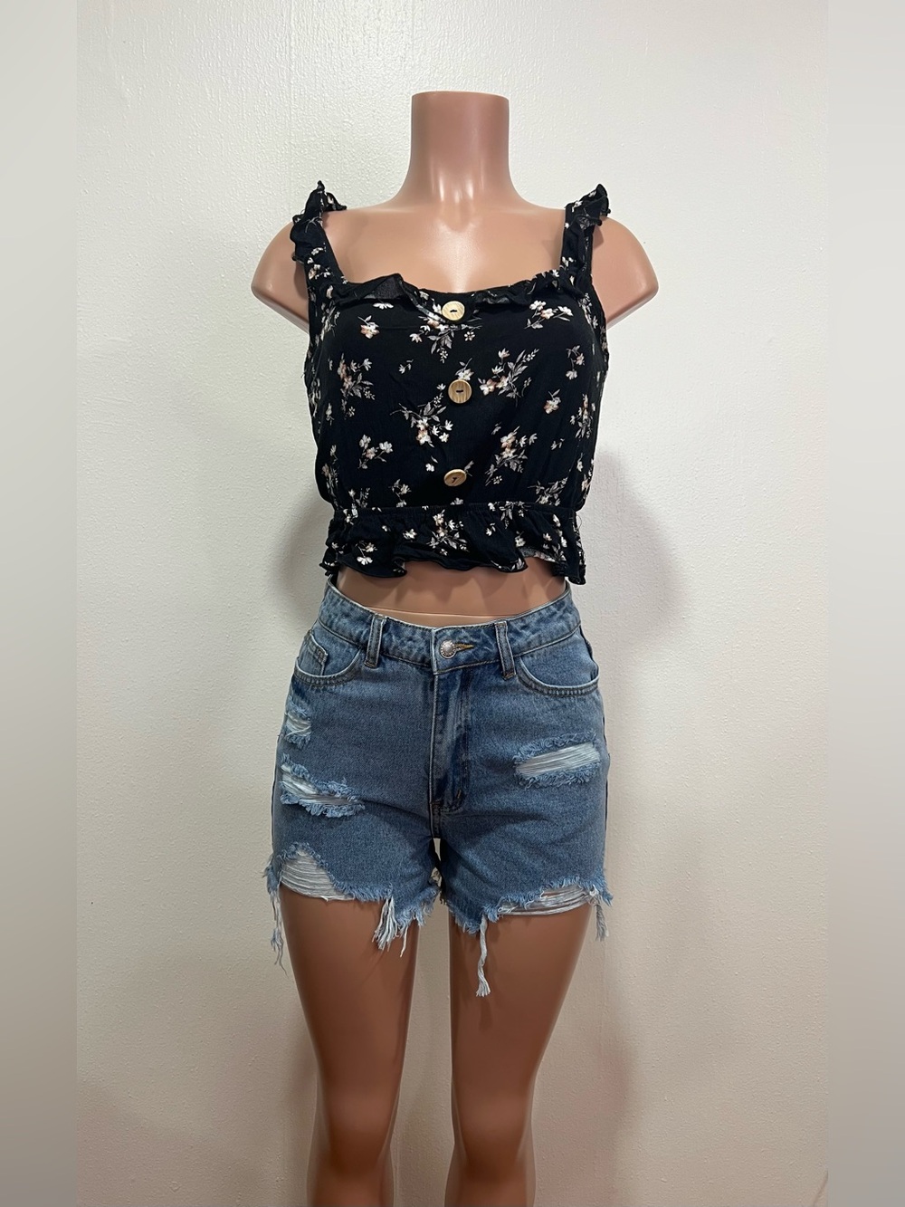High rise jean shorts
